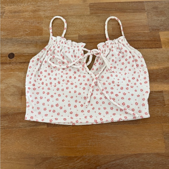 J.O.A. Tops - J.O.A. White Cami Crop Top with Pink Floral Print